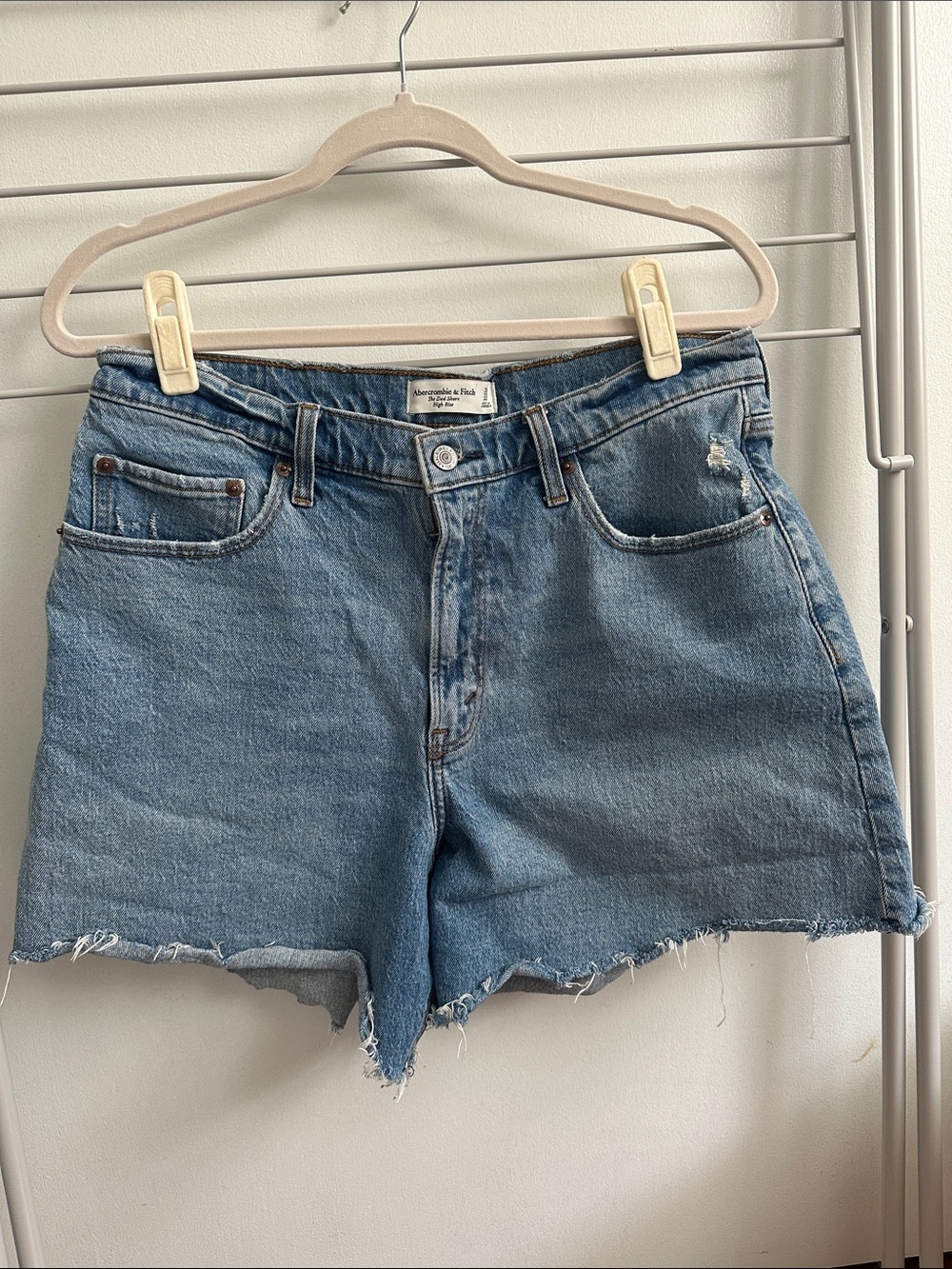 Abercrombie & Fitch Blue Frayed Denim Cutoff Shorts